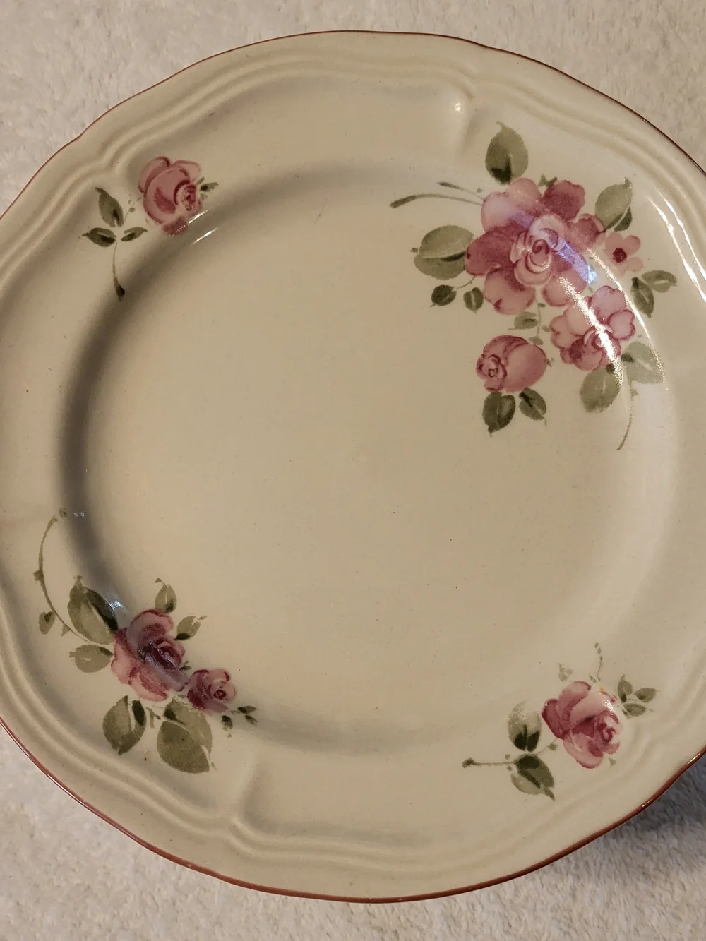 5 Vtg Gibson Housewares Roseland Salad Dessert Plates Floral Rose 7” Cottagecore